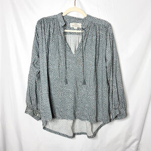 Women's Trovata Birds of Paradis Green White Spotted Blouse Small